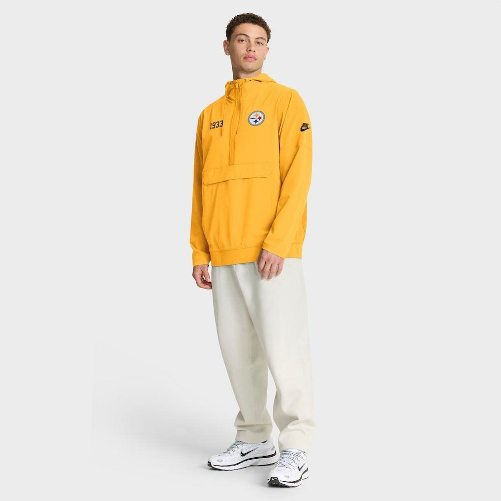 Pittsburgh Steelers 1933 Sideline Alt Pack Anorak Half-Zip Hoodie Jacket Gold