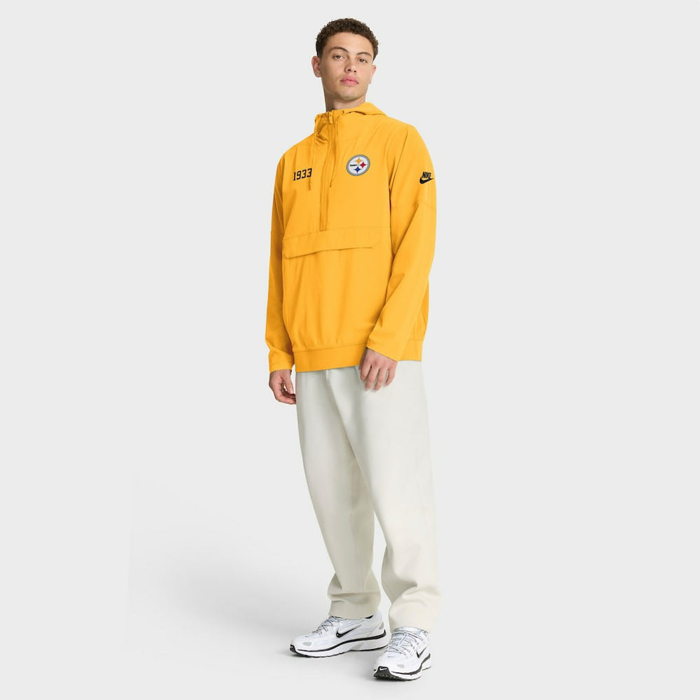 Pittsburgh Steelers 1933 Sideline Alt Pack Anorak Half-Zip Hoodie Jacket Gold