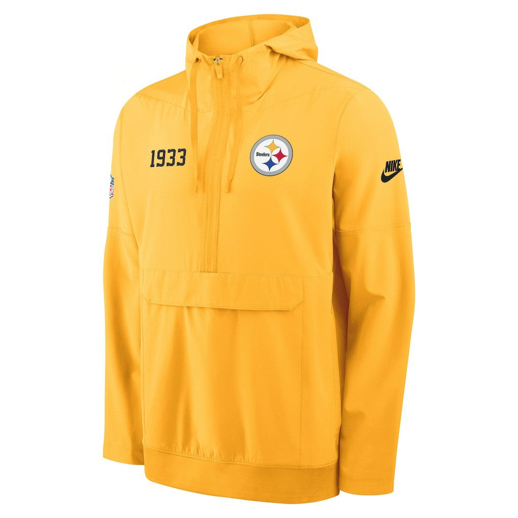 Pittsburgh Steelers 1933 Sideline Alt Pack Anorak Half-Zip Hoodie Jacket Gold