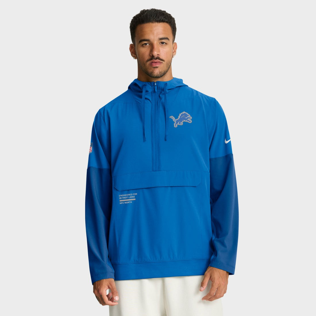 Detroit Lions Sideline Anorak Half-Zip Hoodie Jacket Blue