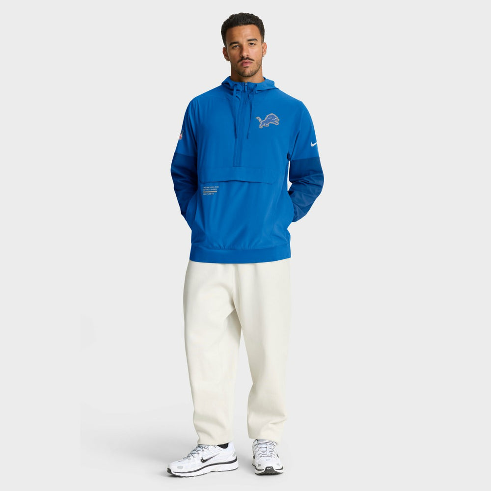 Detroit Lions Sideline Anorak Half-Zip Hoodie Jacket Blue