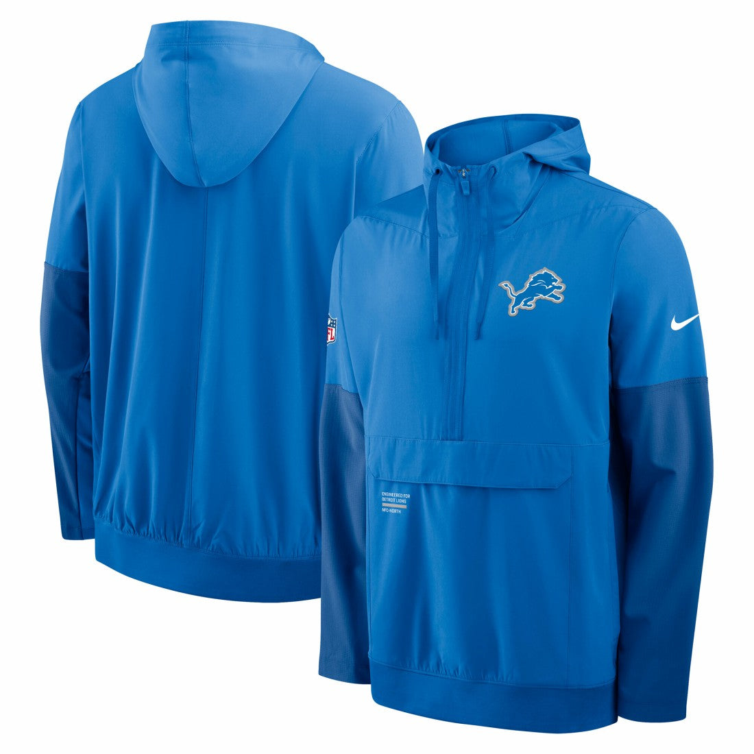 Detroit Lions Sideline Anorak Half-Zip Hoodie Jacket Blue