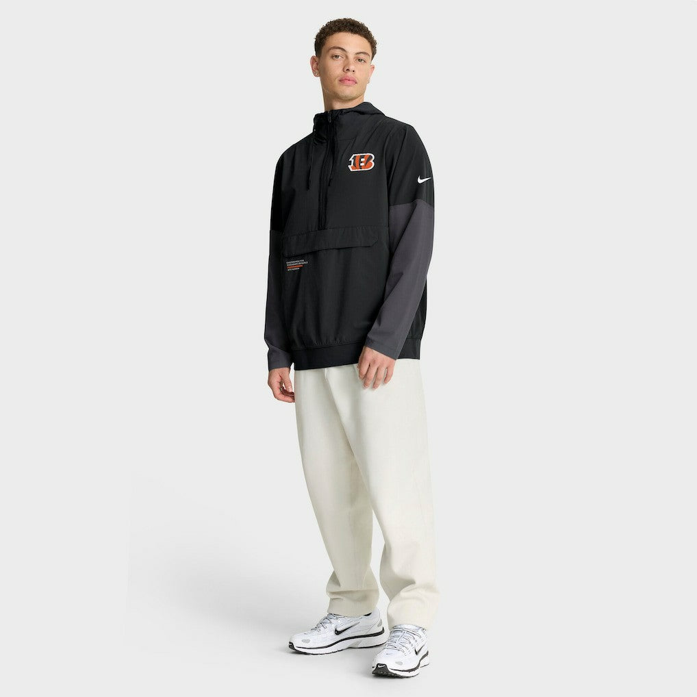 Cincinnati Bengals Sideline Anorak Half-Zip Hoodie Jacket Black