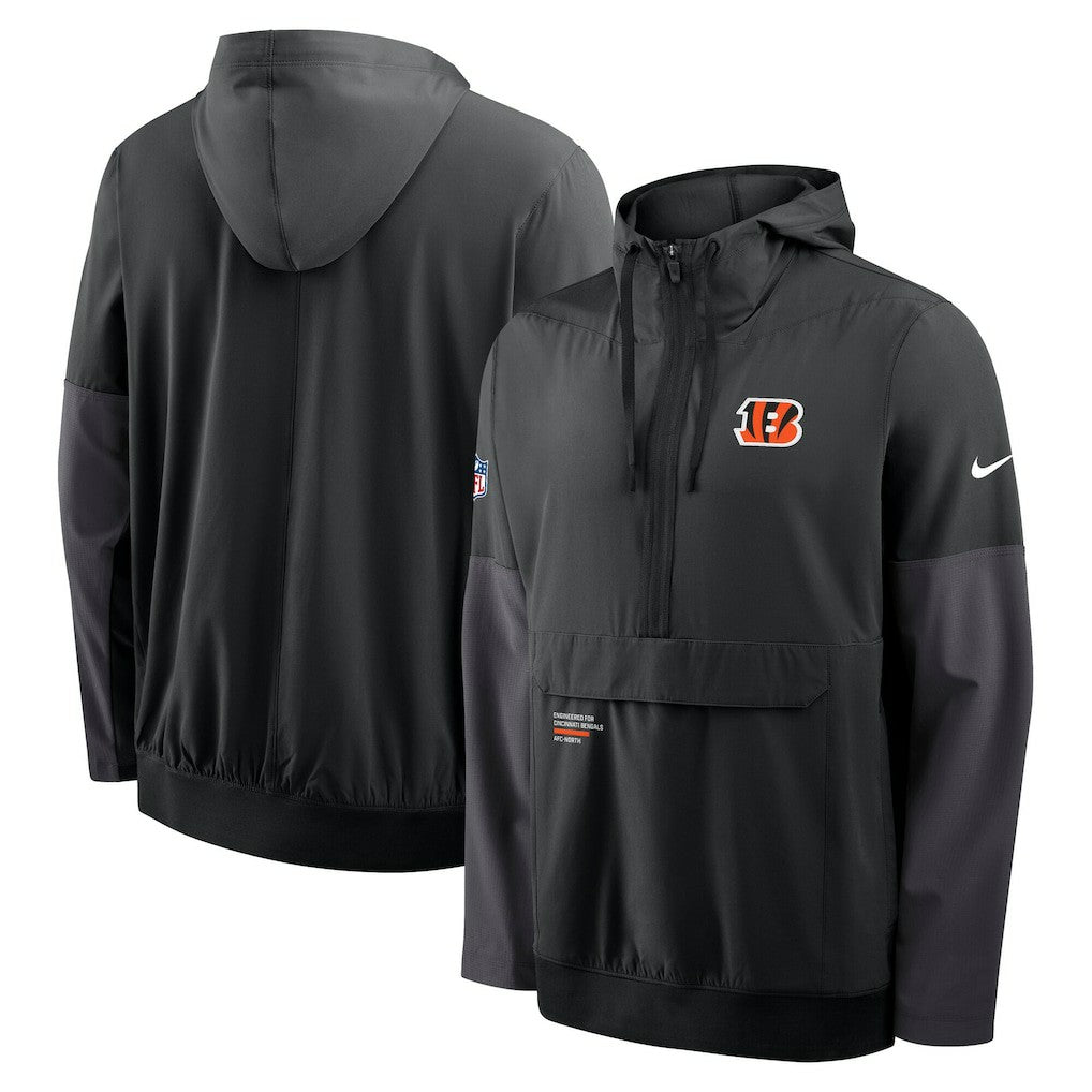 Cincinnati Bengals Sideline Anorak Half-Zip Hoodie Jacket Black