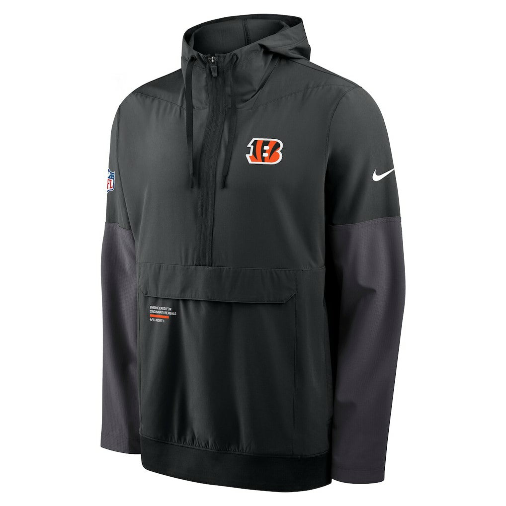 Cincinnati Bengals Sideline Anorak Half-Zip Hoodie Jacket Black