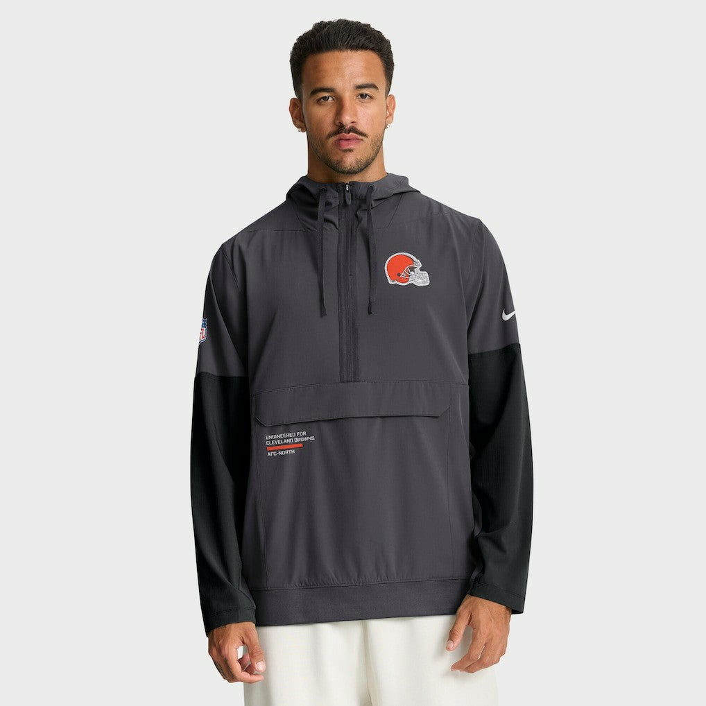 Cleveland Browns Sideline Anorak Half-Zip Hoodie Jacket Anthracite