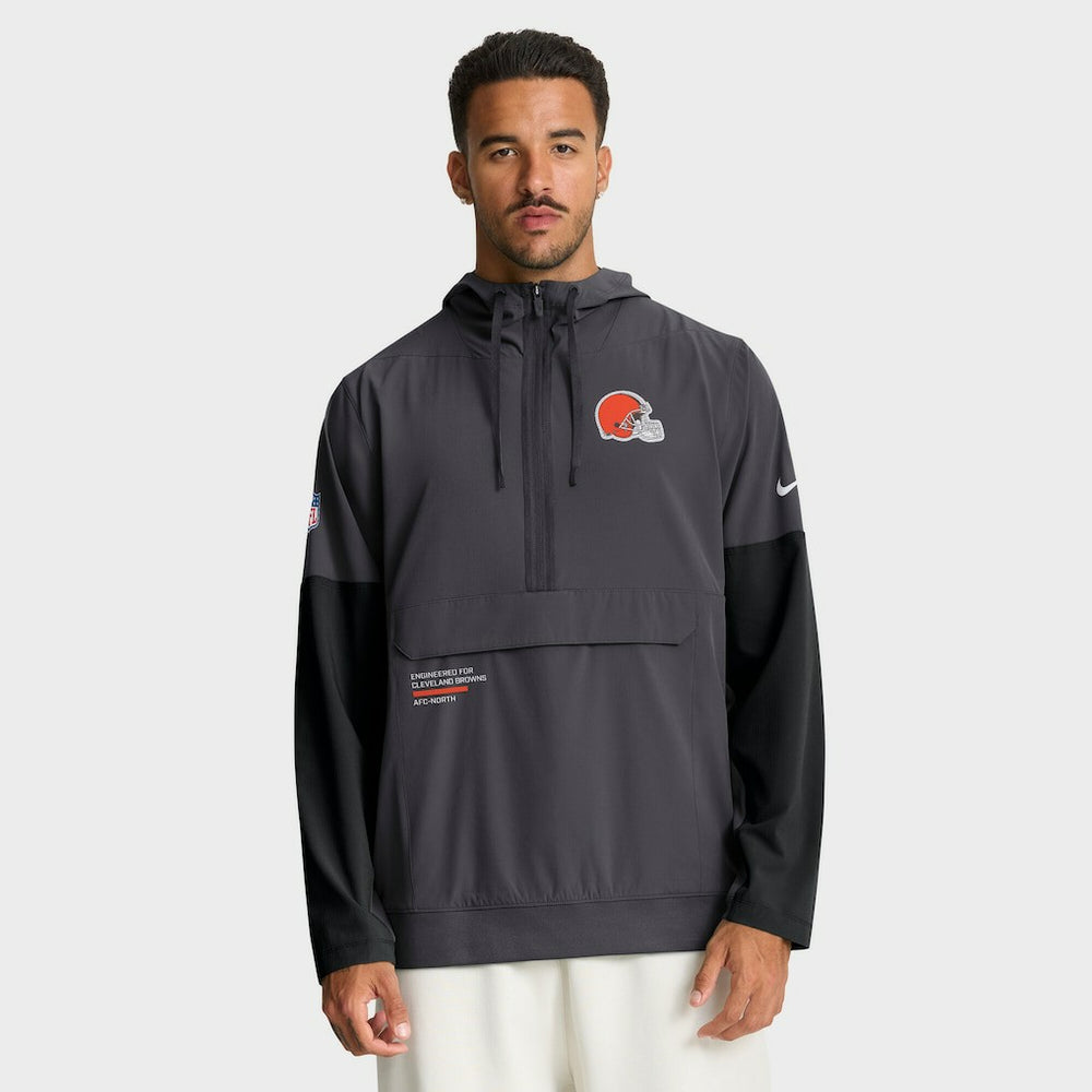 Cleveland Browns Sideline Anorak Half-Zip Hoodie Jacket Anthracite