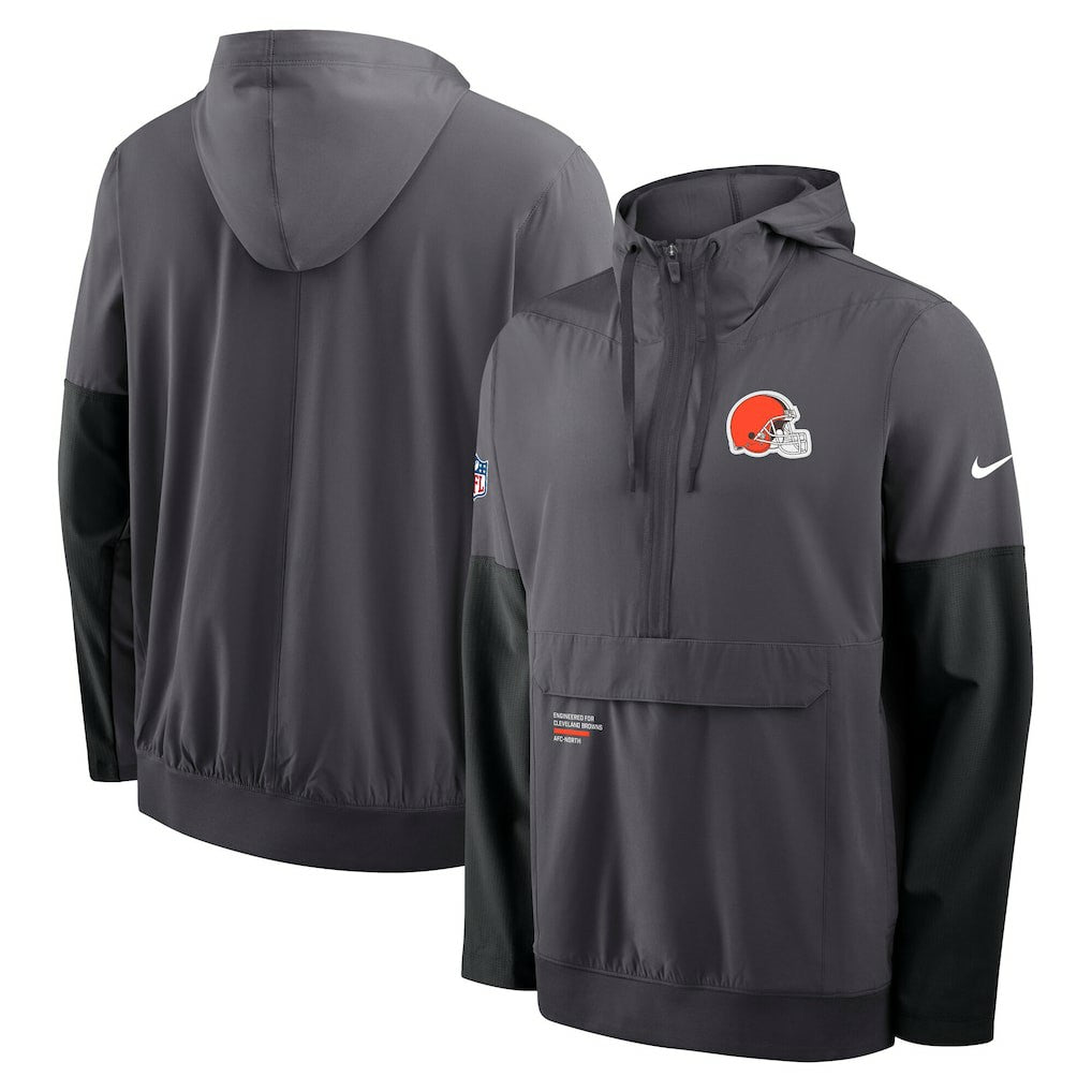 Cleveland Browns Sideline Anorak Half-Zip Hoodie Jacket Anthracite