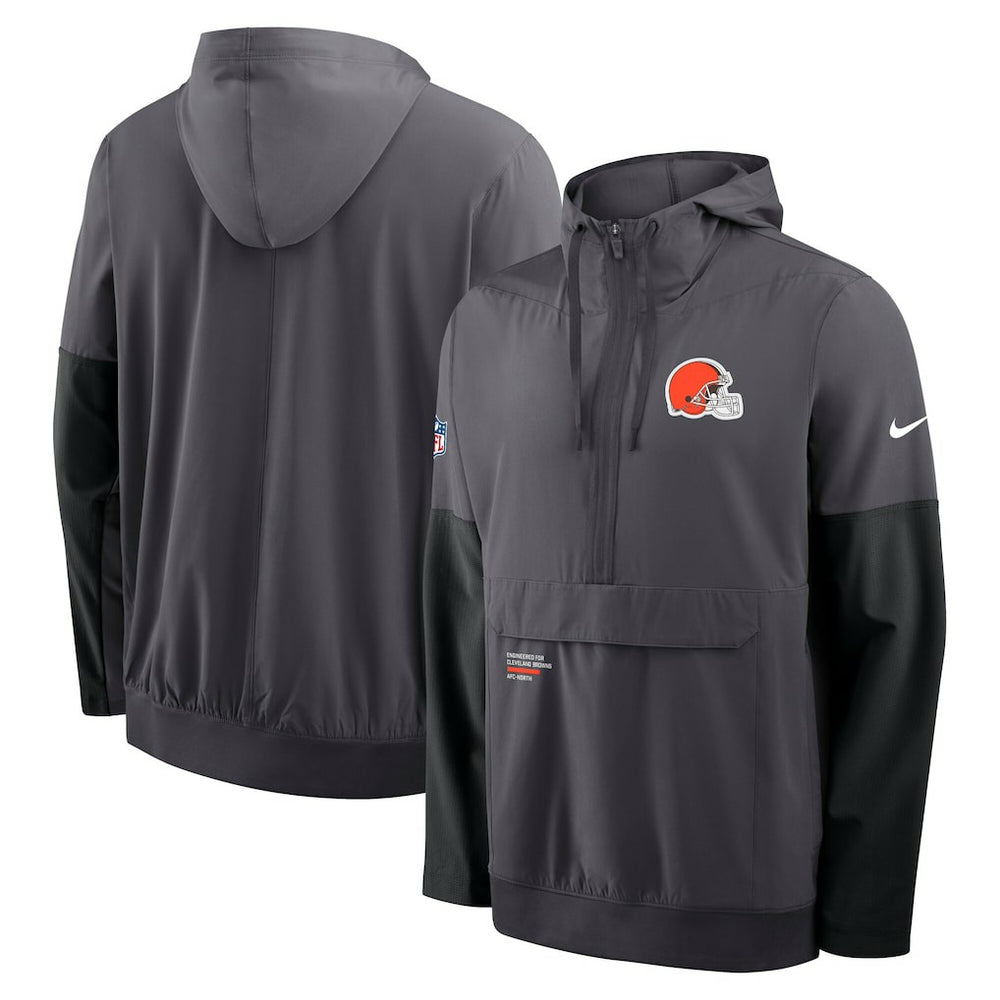 Cleveland Browns Sideline Anorak Half-Zip Hoodie Jacket Anthracite