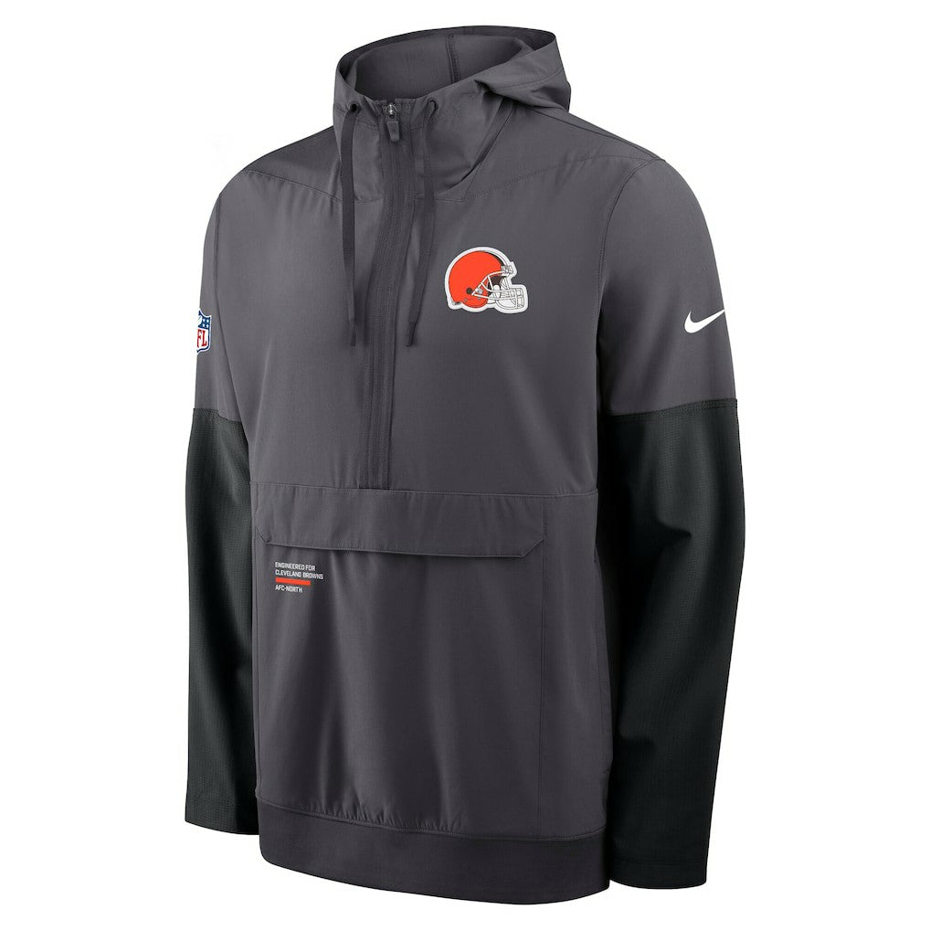 Cleveland Browns Sideline Anorak Half-Zip Hoodie Jacket Anthracite