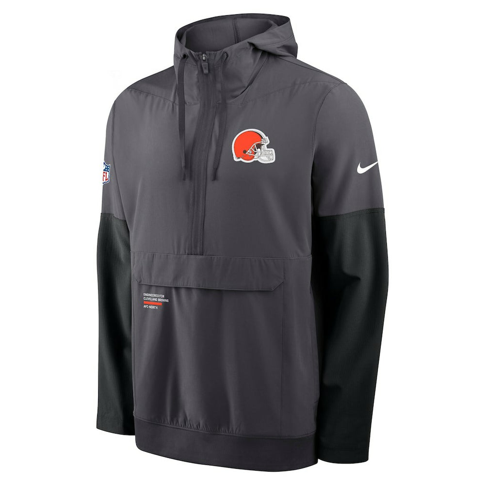 Cleveland Browns Sideline Anorak Half-Zip Hoodie Jacket Anthracite