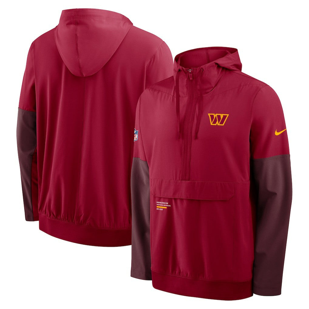 Washington Commanders Sideline Anorak Half-Zip Hoodie Jacket Burgundy