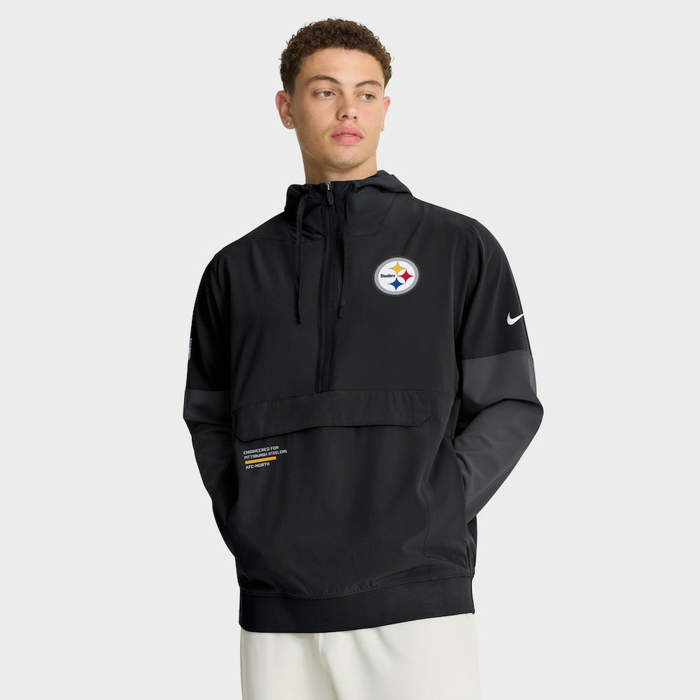 Pittsburgh Steelers Sideline Anorak Half-Zip Hoodie Jacket Black