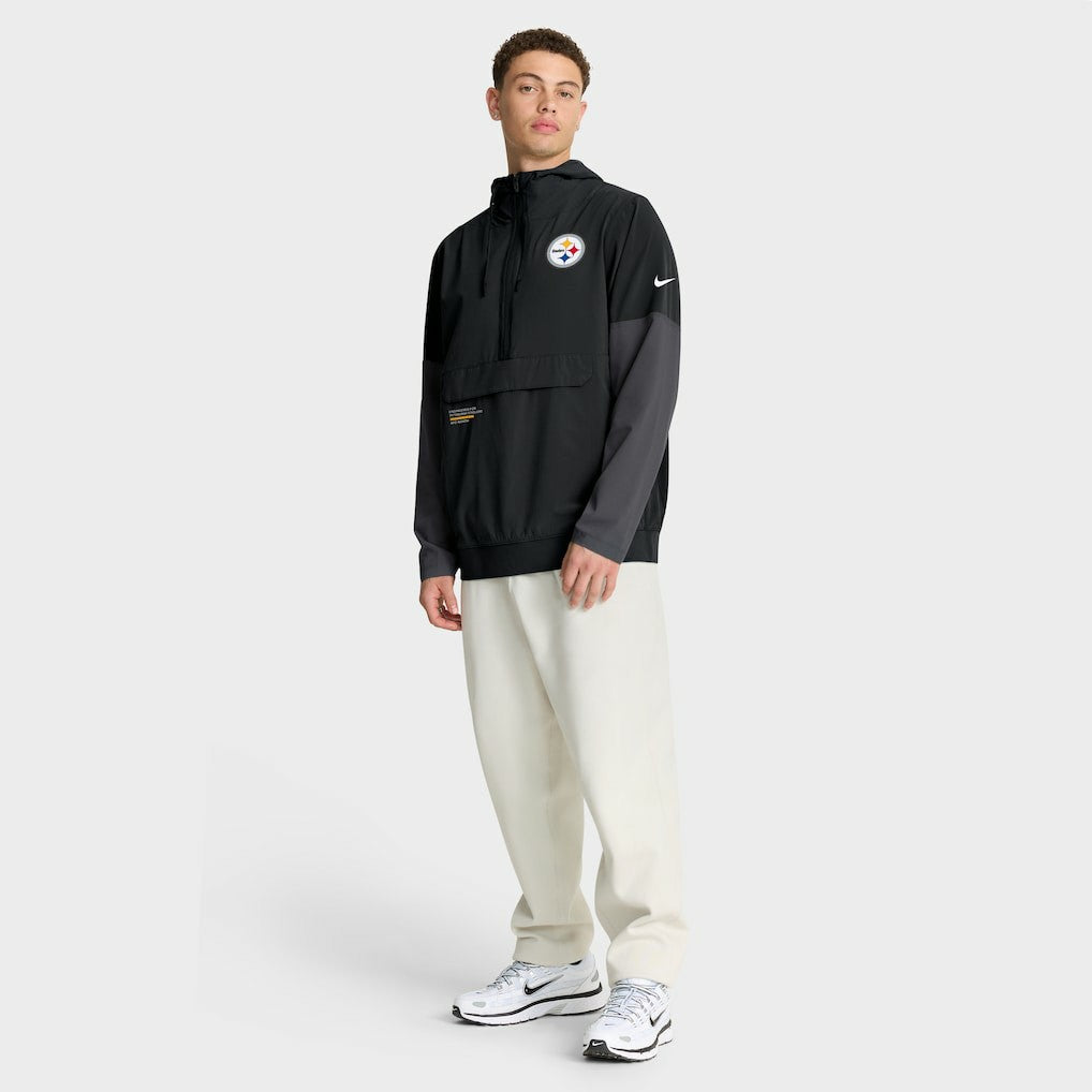 Pittsburgh Steelers Sideline Anorak Half-Zip Hoodie Jacket Black