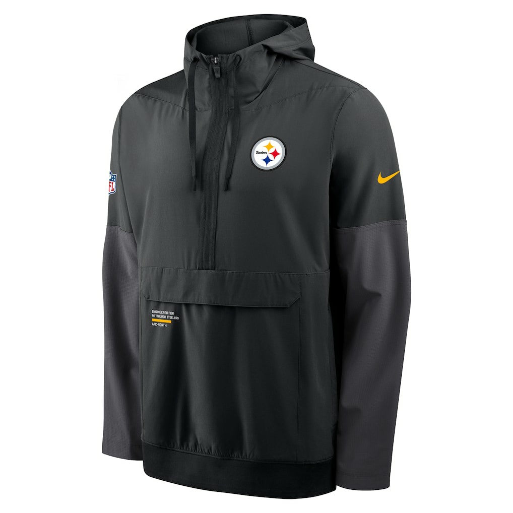 Pittsburgh Steelers Sideline Anorak Half-Zip Hoodie Jacket Black