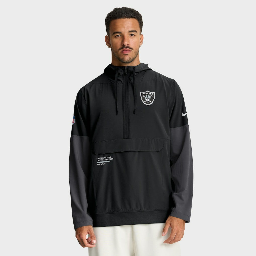Las Vegas Raiders Sideline Anorak Half-Zip Hoodie Jacket Black