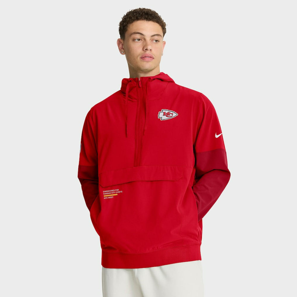 Kansas City Chiefs Sideline Anorak Half-Zip Hoodie Jacket Red