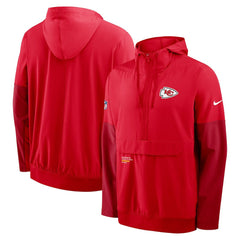 Kansas City Chiefs Sideline Anorak Half-Zip Hoodie Jacket Red