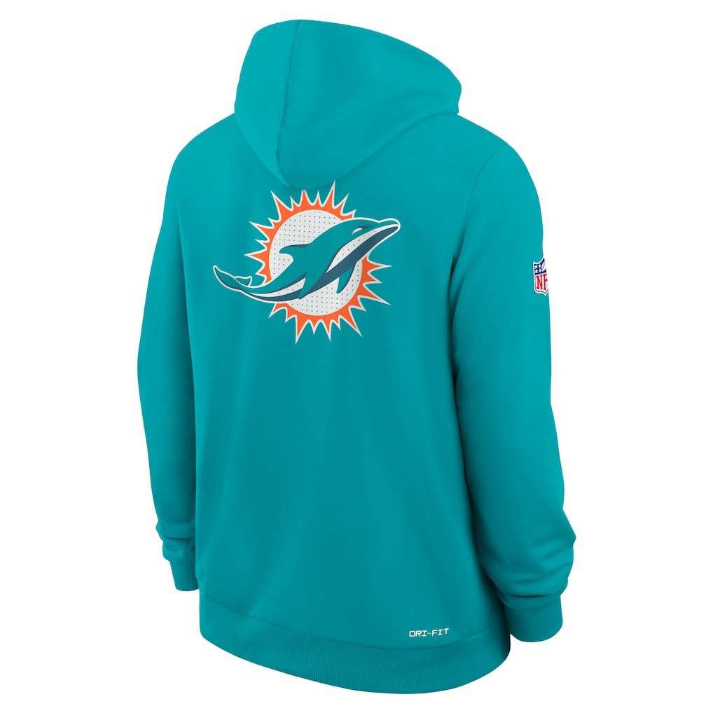 Miami Dolphins Sideline Standard Issue Utility Player Dri-FIT Full-Zip Hoodie Aqua