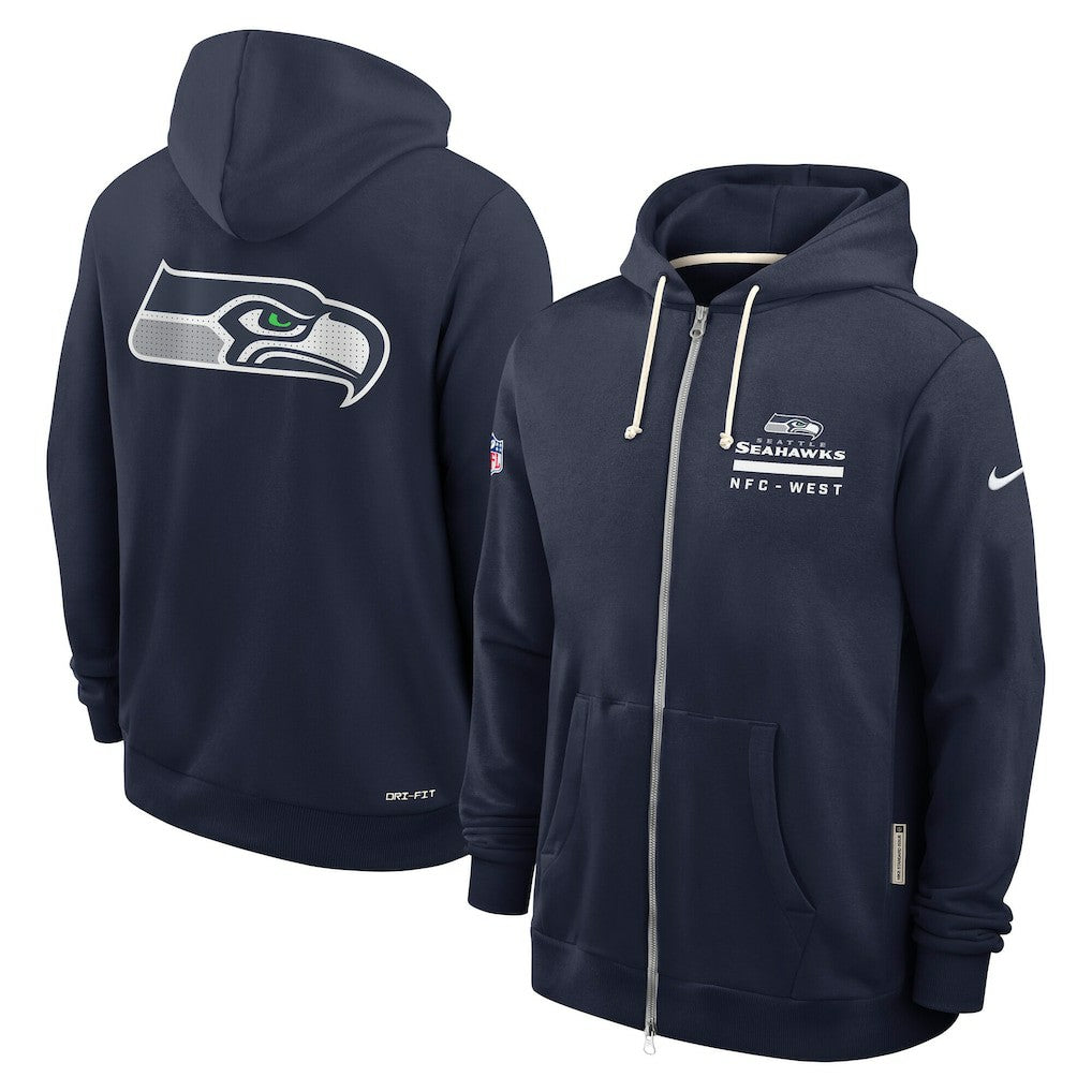Seattle Seahawks Sideline Standard Issue Utility Player Dri-FIT Full-Zip Hoodie College Navy