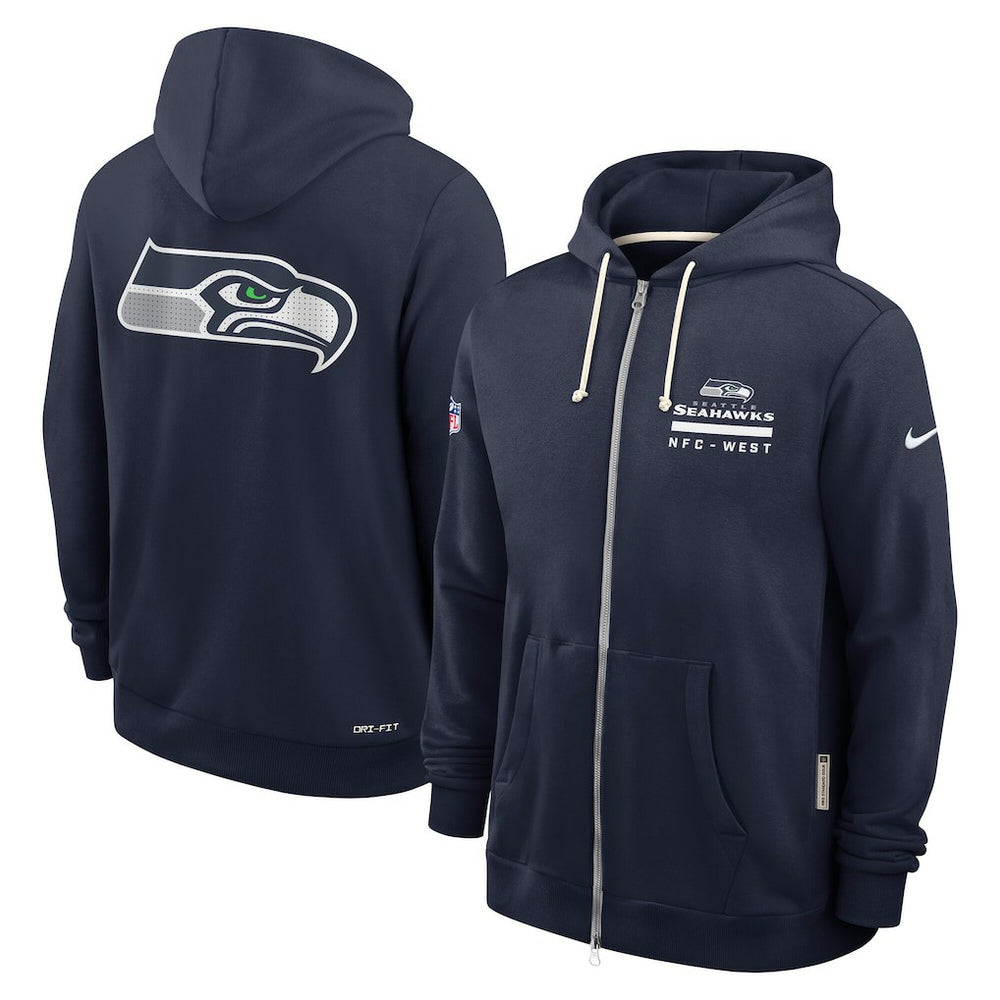 Seattle Seahawks Sideline Standard Issue Utility Player Dri-FIT Full-Zip Hoodie College Navy