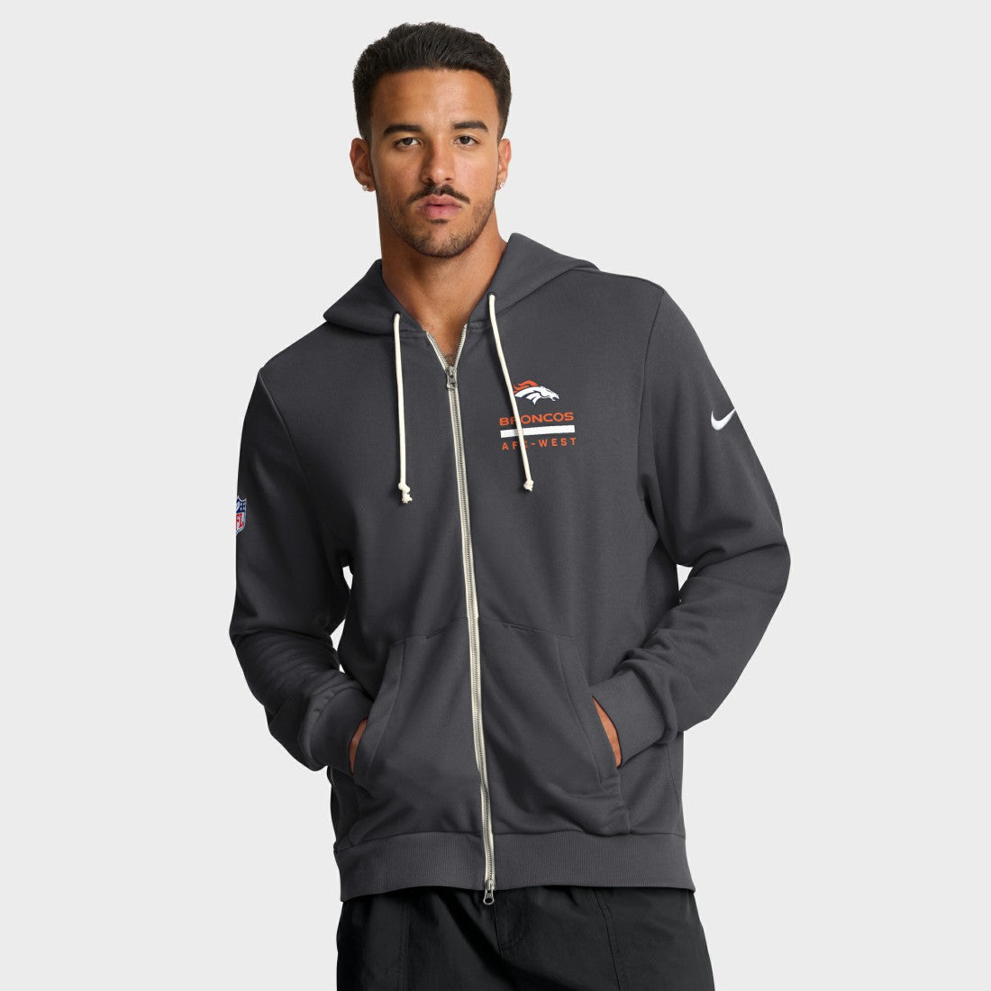 Denver Broncos Sideline Standard Issue Utility Player Dri-FIT Full-Zip Hoodie Anthracite