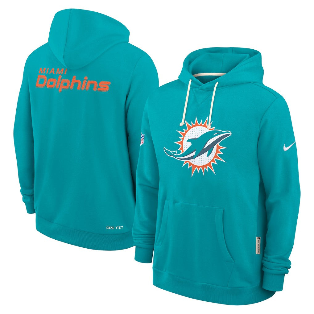 Miami Dolphins Sideline Standard Issue Initial Home Dri-FIT Hoodie Aqua