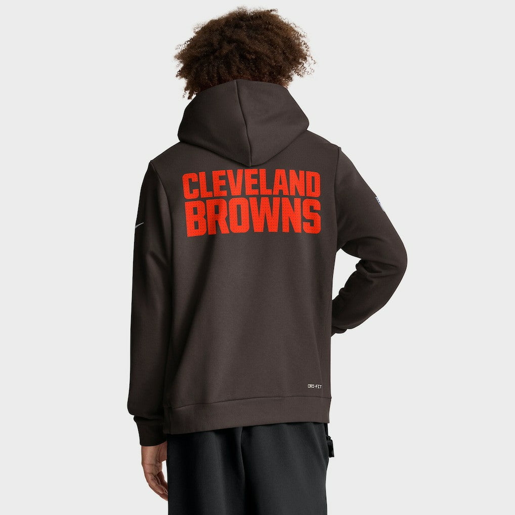 Cleveland Browns Sideline Standard Issue Initial Home Dri-FIT Hoodie Brown