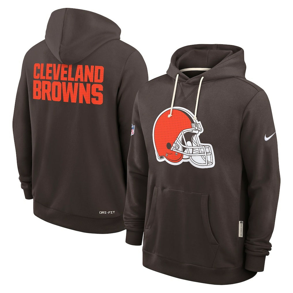 Cleveland Browns Sideline Standard Issue Initial Home Dri-FIT Hoodie Brown