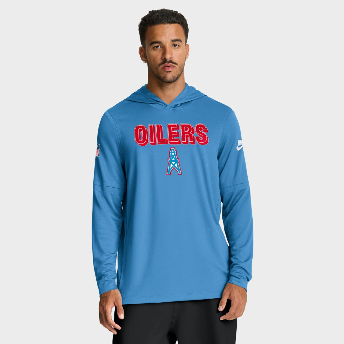 Tennessee Titans Sideline Oilers Throwback Dri-FIT Long Sleeve Hoodie T-Shirt Light Blue