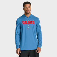 Tennessee Titans Sideline Oilers Throwback Dri-FIT Long Sleeve Hoodie T-Shirt Light Blue