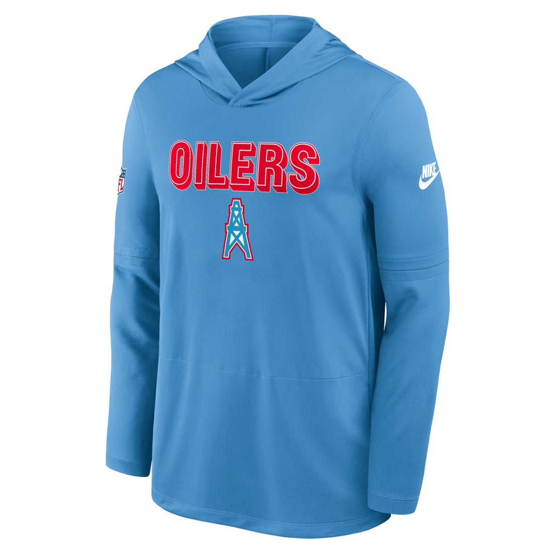 Tennessee Titans Sideline Oilers Throwback Dri-FIT Long Sleeve Hoodie T-Shirt Light Blue
