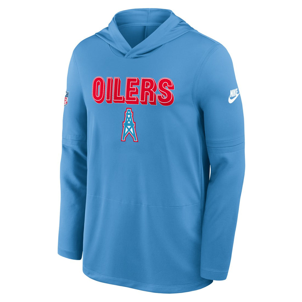 Tennessee Titans Sideline Oilers Throwback Dri-FIT Long Sleeve Hoodie T-Shirt Light Blue