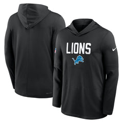 Detroit Lions Sideline Pass Accuracy Dri-FIT Long Sleeve Hoodie T-Shirt Black