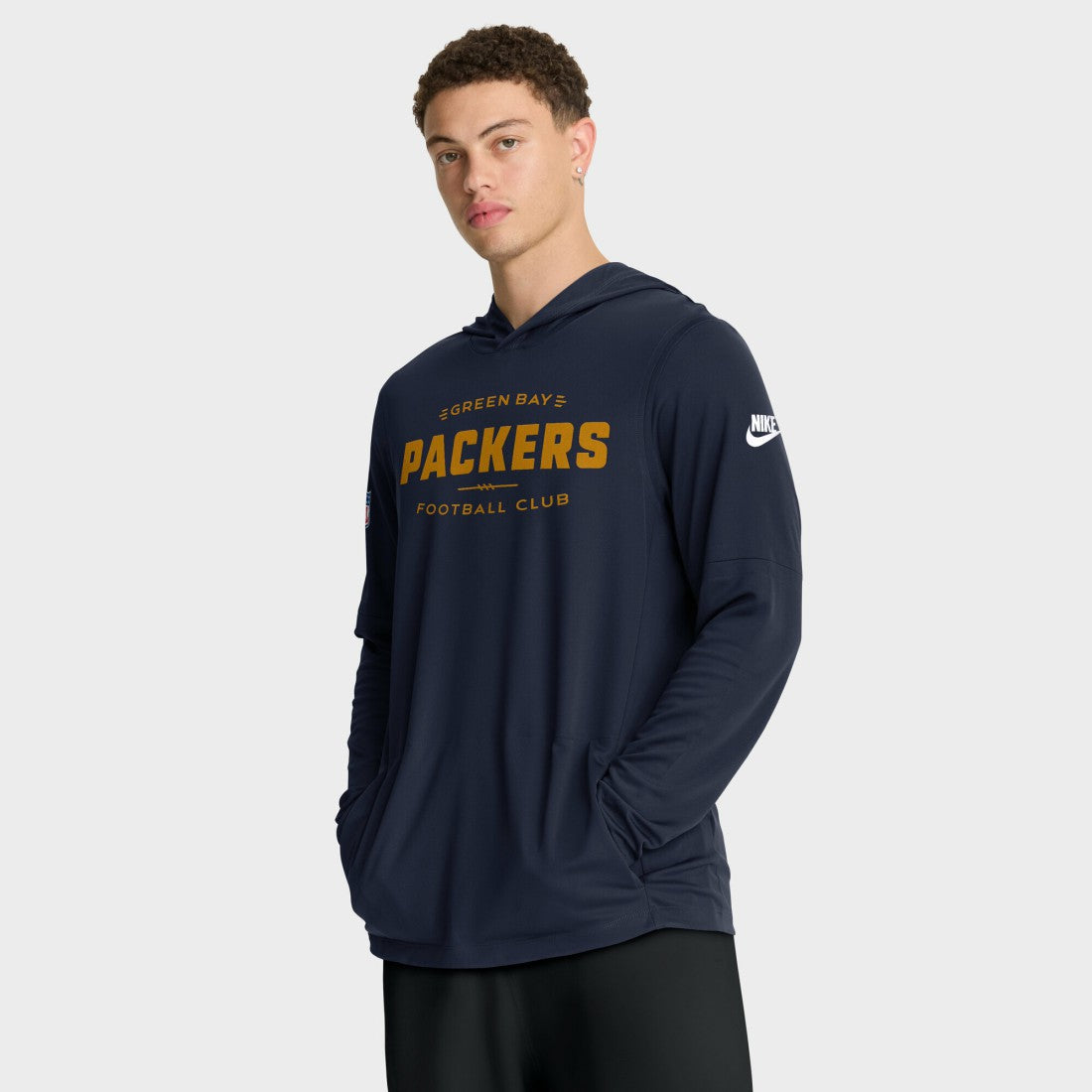 Green Bay Packers The 1923 Classic Pass Accuracy Dri-FIT Long Sleeve Hoodie T-Shirt Navy