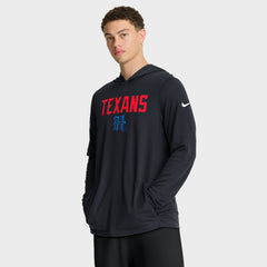 Houston Texans Sideline Pass Accuracy Dri-FIT Long Sleeve Hoodie T-Shirt  Blue