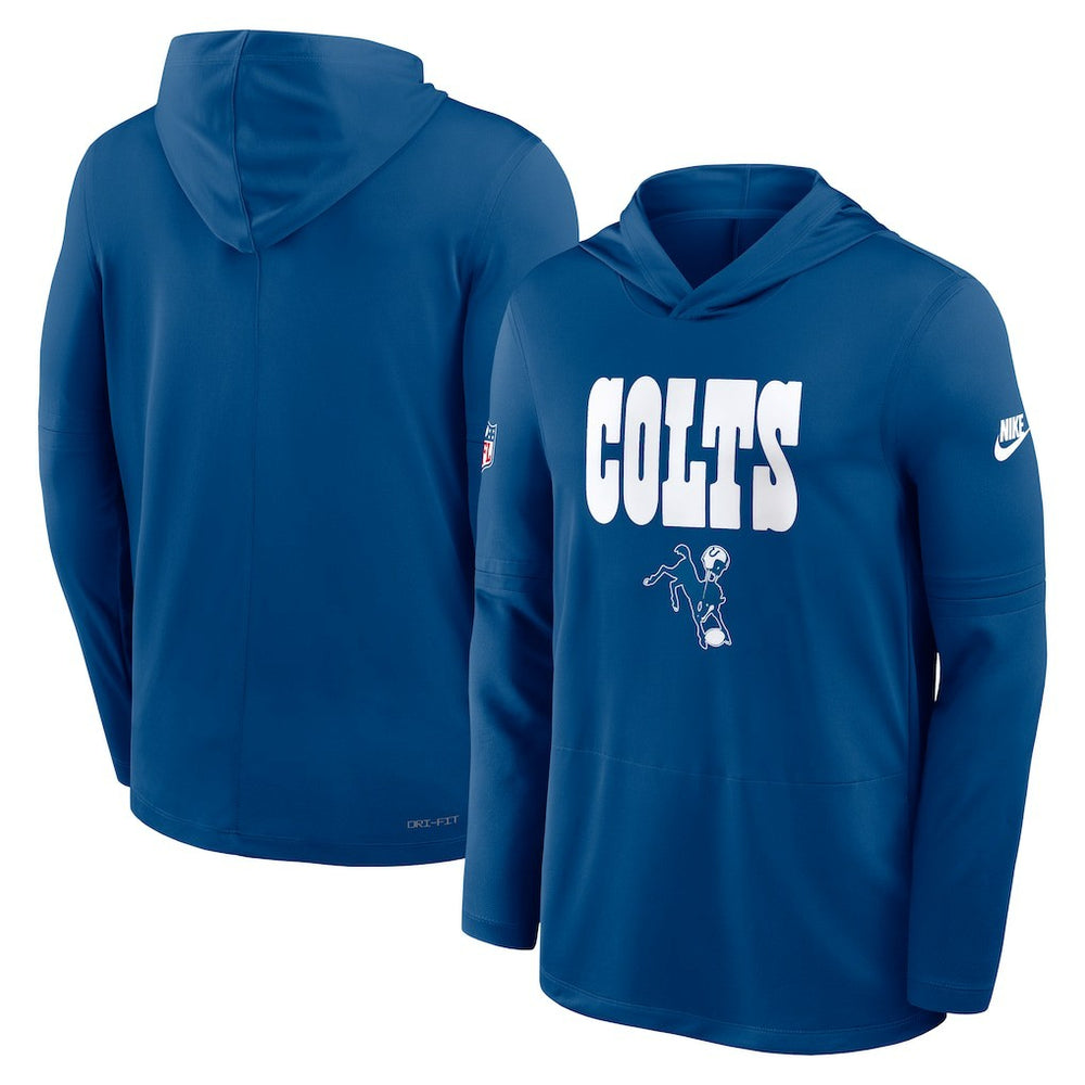 Indianapolis Colts Sideline Pass Accuracy Dri-FIT Long Sleeve Hoodie T-Shirt Royal