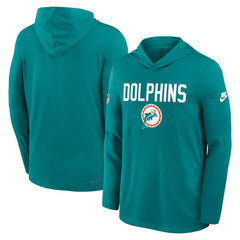 Miami Dolphins Sideline Pass Accuracy Dri-FIT Long Sleeve Hoodie T-Shirt Aqua