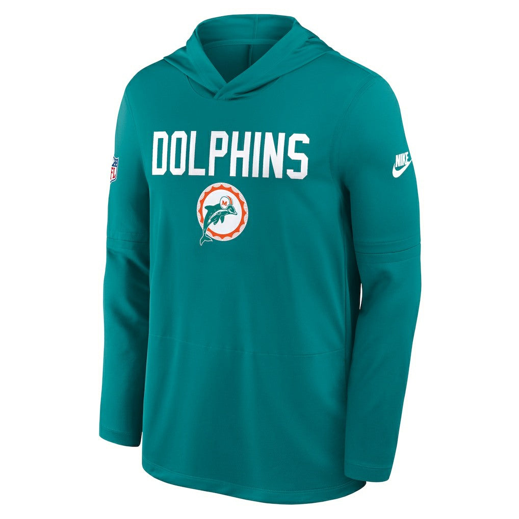 Miami Dolphins Sideline Pass Accuracy Dri-FIT Long Sleeve Hoodie T-Shirt Aqua