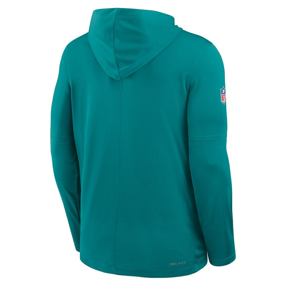 Miami Dolphins Sideline Pass Accuracy Dri-FIT Long Sleeve Hoodie T-Shirt Aqua
