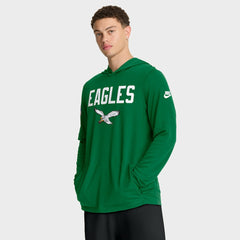 Philadelphia Eagles Sideline Pass Accuracy Dri-FIT Long Sleeve Hoodie T-Shirt  Kelly Green