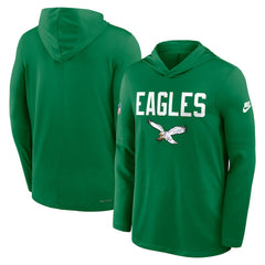 Philadelphia Eagles Sideline Pass Accuracy Dri-FIT Long Sleeve Hoodie T-Shirt  Kelly Green