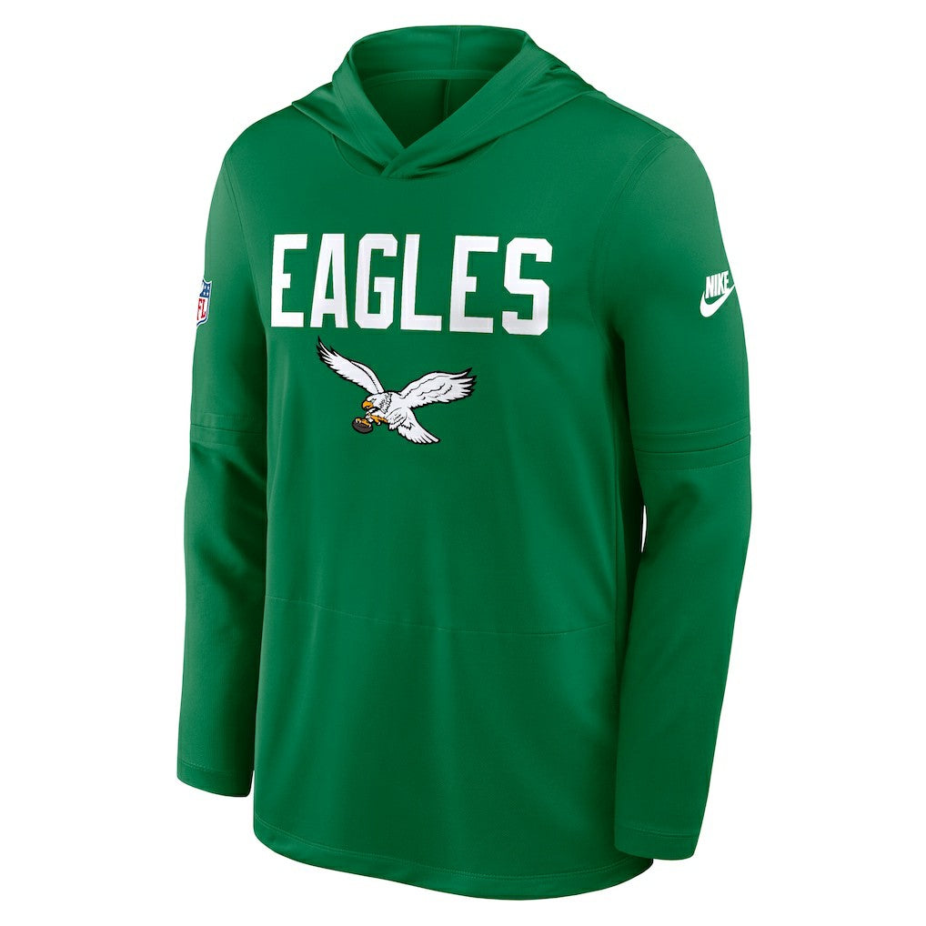 Philadelphia Eagles Sideline Pass Accuracy Dri-FIT Long Sleeve Hoodie T-Shirt  Kelly Green