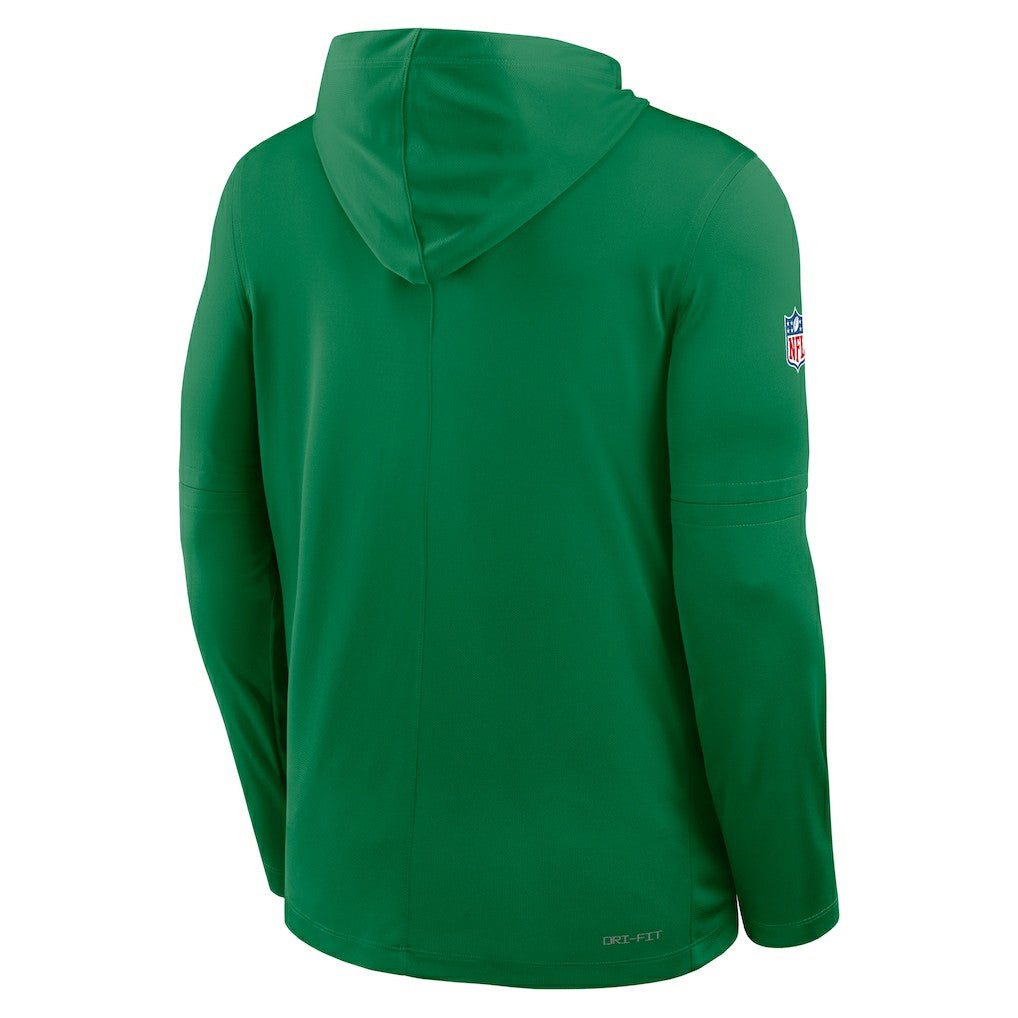 Philadelphia Eagles Sideline Pass Accuracy Dri-FIT Long Sleeve Hoodie T-Shirt  Kelly Green