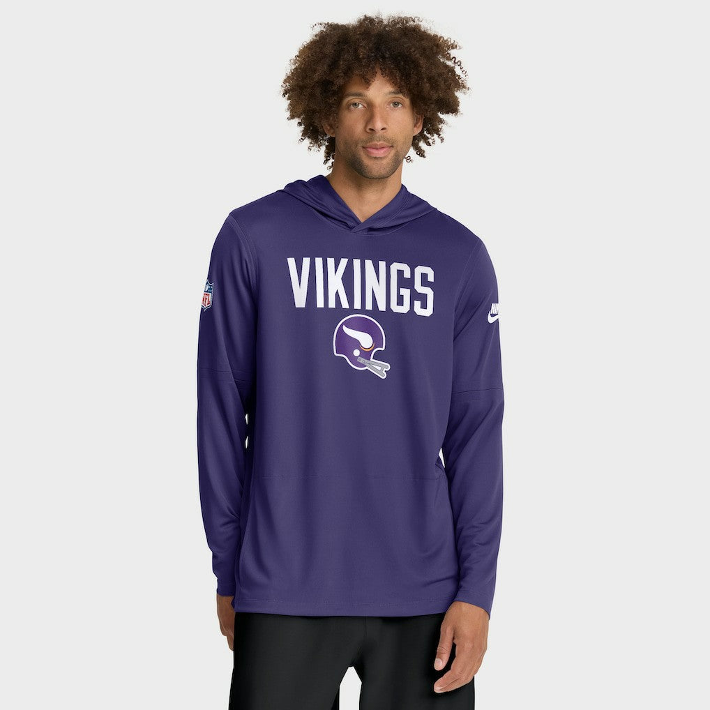 Minnesota Vikings Sideline Pass Accuracy Dri-FIT Long Sleeve Hoodie T-Shirt Purple