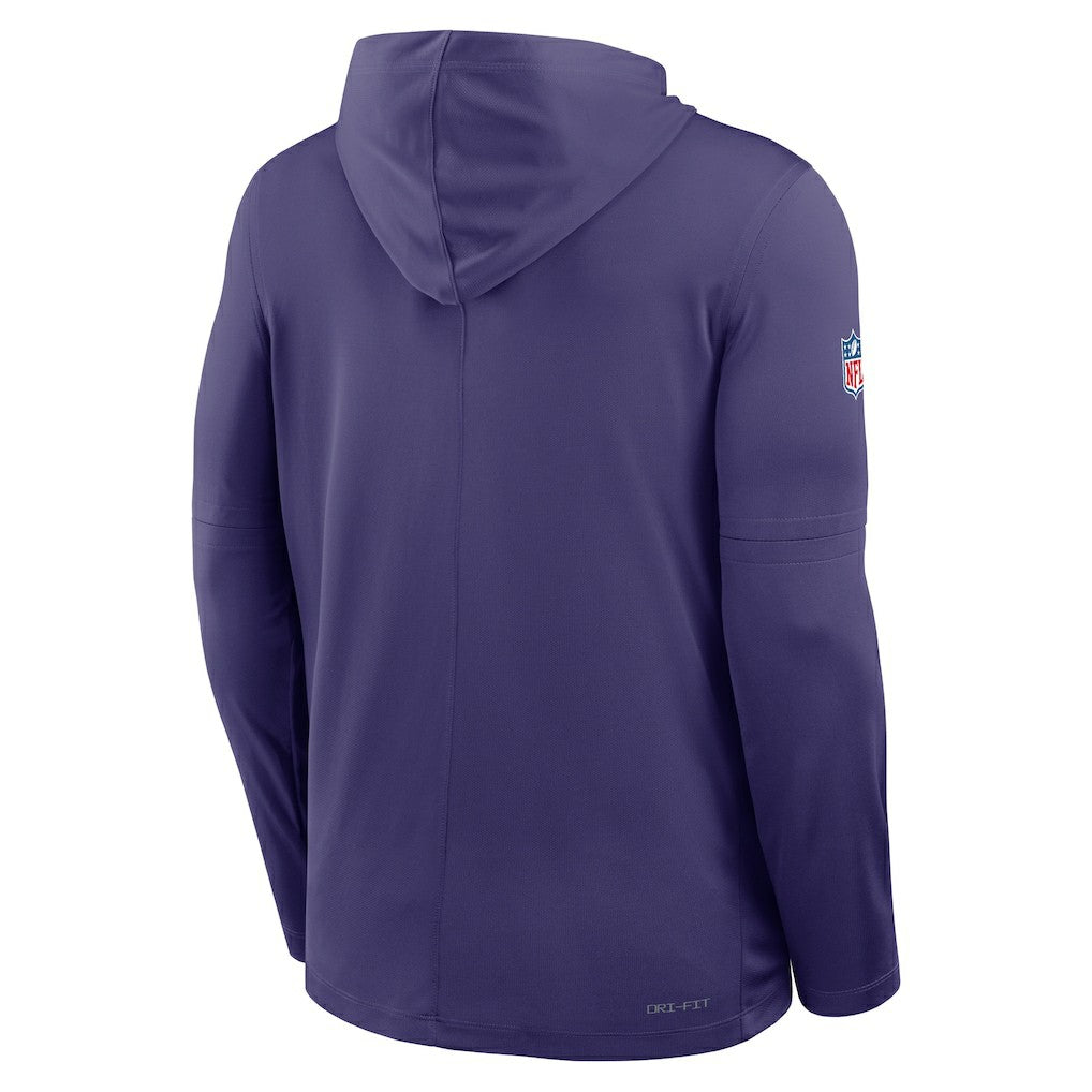 Minnesota Vikings Sideline Pass Accuracy Dri-FIT Long Sleeve Hoodie T-Shirt Purple