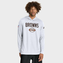 Cleveland Browns Sideline Pass Accuracy Dri-FIT Long Sleeve Hoodie T-Shirt White