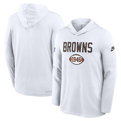 Cleveland Browns Sideline Pass Accuracy Dri-FIT Long Sleeve Hoodie T-Shirt White