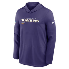 Baltimore Ravens Sideline Pure Fury Performance Long Sleeve Hoodie T-Shirt Purple