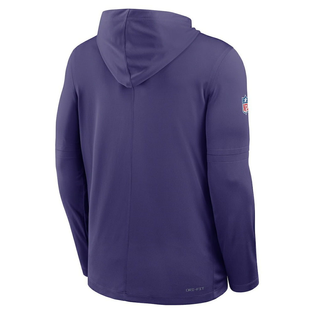 Baltimore Ravens Sideline Pure Fury Performance Long Sleeve Hoodie T-Shirt Purple